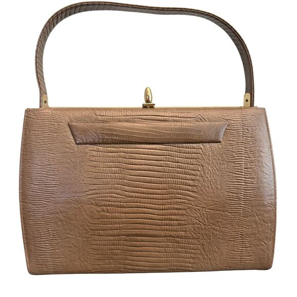 Berne Handbags - Vintage Berne of California Womens Lizzard Embossed Tan Handbag
